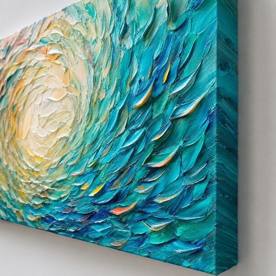 Quadro moderno vortice multicolor 77x143 stampa con decoro a rilievo